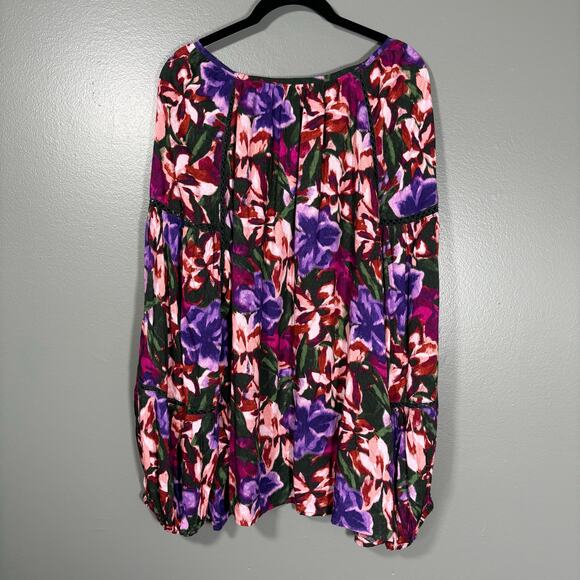 Terra & Sky Pink/Purple Floral Boho Peasant Top - Size 3X (24W-26W- Women's Plus - Picture 7 of 7